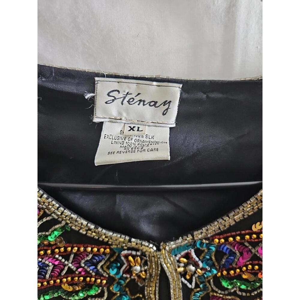 Vintage Stenay Jacket Silk Multi-color Embellished Lined Party Cocktail Size XL. - Picture 4 of 9